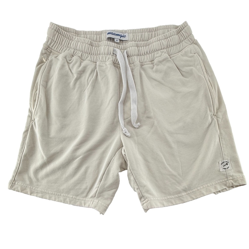 Maamgic Mens Knit Cozy Knitted Casual Shorts in Tan Brown color size Medium
